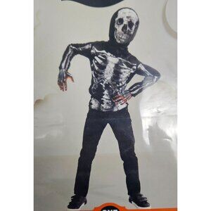 Kids Skeleton Costume Glows Under Blacklight Shirt & Mask One Size Ages 3+